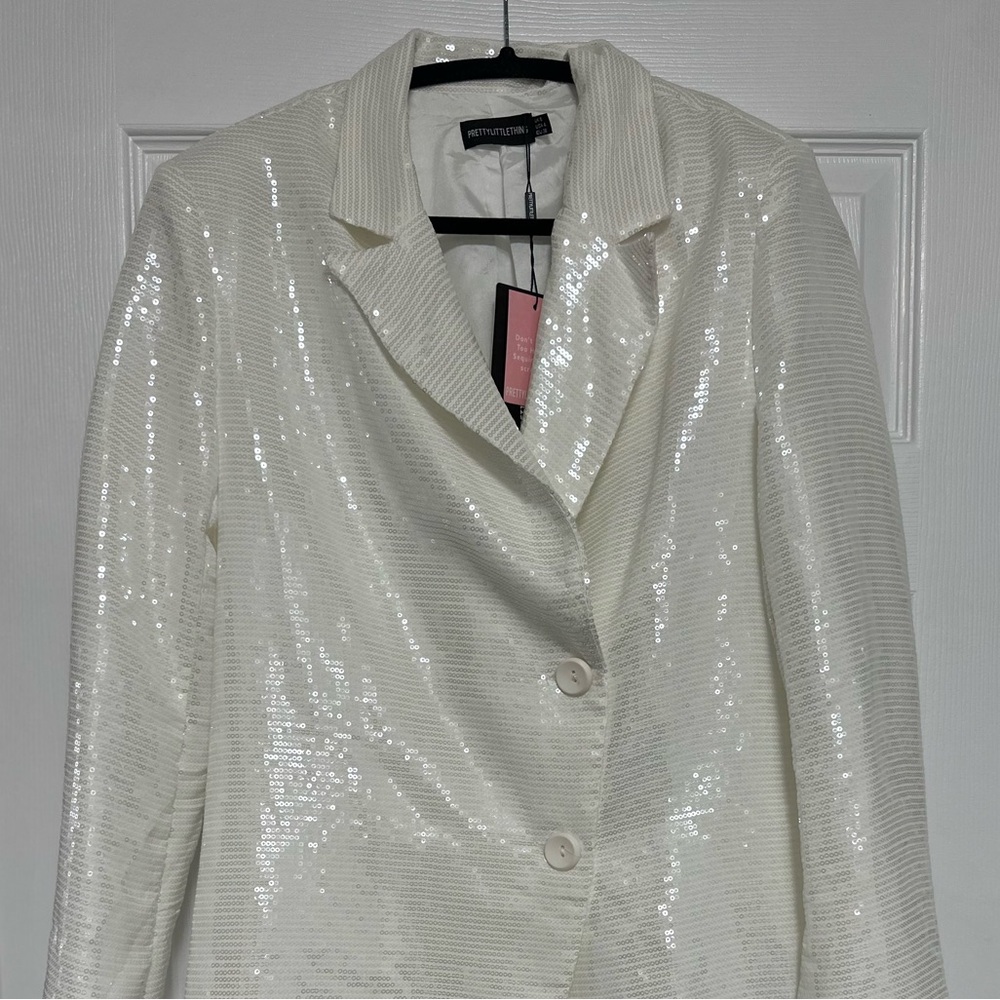 Sequin White Blazer Dress - Picture 4 of 4